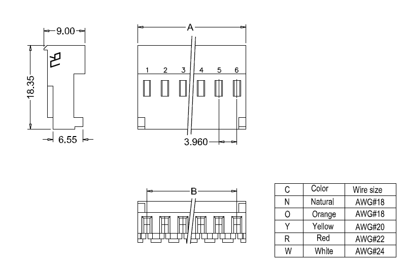 M7060R-N-C-P-R IDC dimensions M7060R-NCPR IDC-Abmessungen
