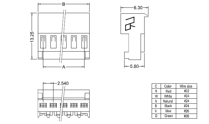 IDC M2050-N-C-R(90°) dimensions Abmessungen IDC M2050-NCR (90°).