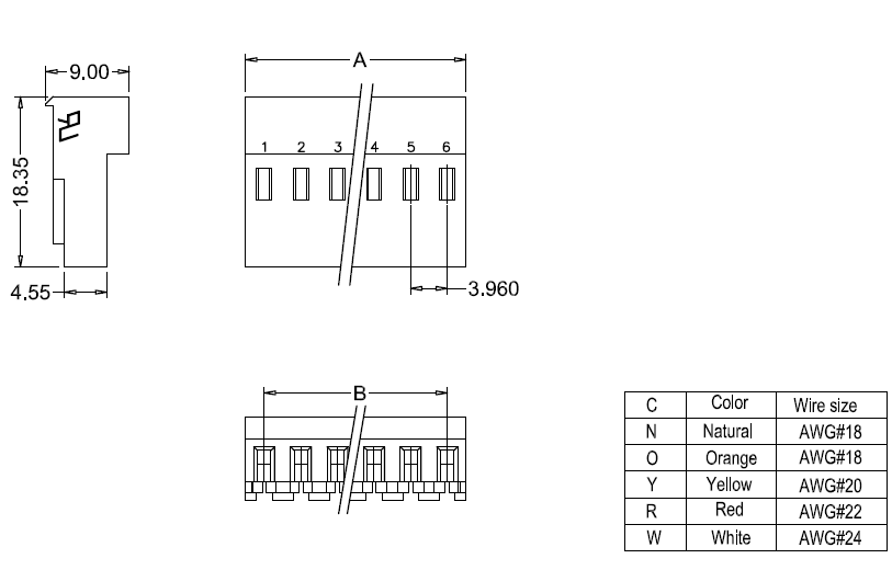 M7060R-N-C-P IDC dimensions M7060R-NCP IDC-Abmessungen