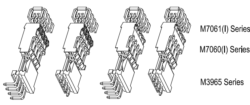 M7060(I) series wire to board connection Kabel-zu-Platine-Verbindung der Serie M7060(I).