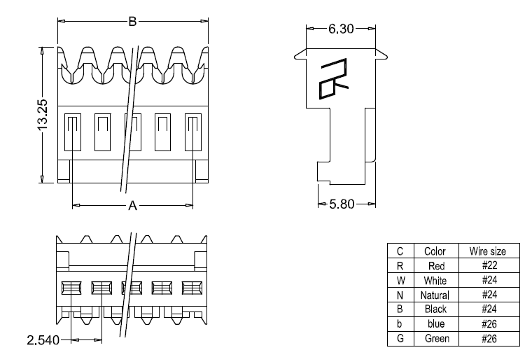 Abmessungen IDC M2050-NCR (180&deg;).