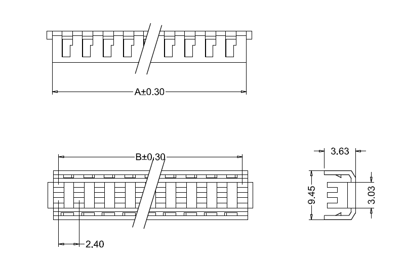 Ma&szlig;zeichnung der M7061(I)-N 3,96 mm IDC-Staubschutzh&uuml;lle